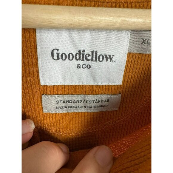 Men's Goodfellow Henley Thermal Top Shirt Size XL Rust Orange Outdoor - Picture 5 of 8